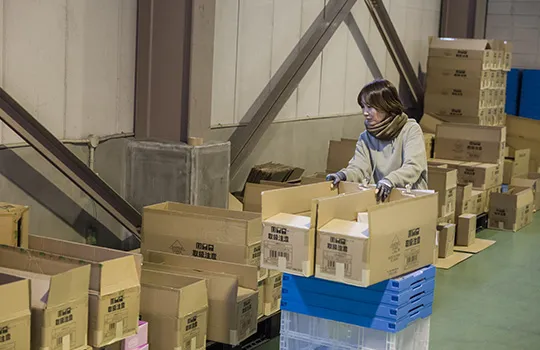 写真：出庫中の社員